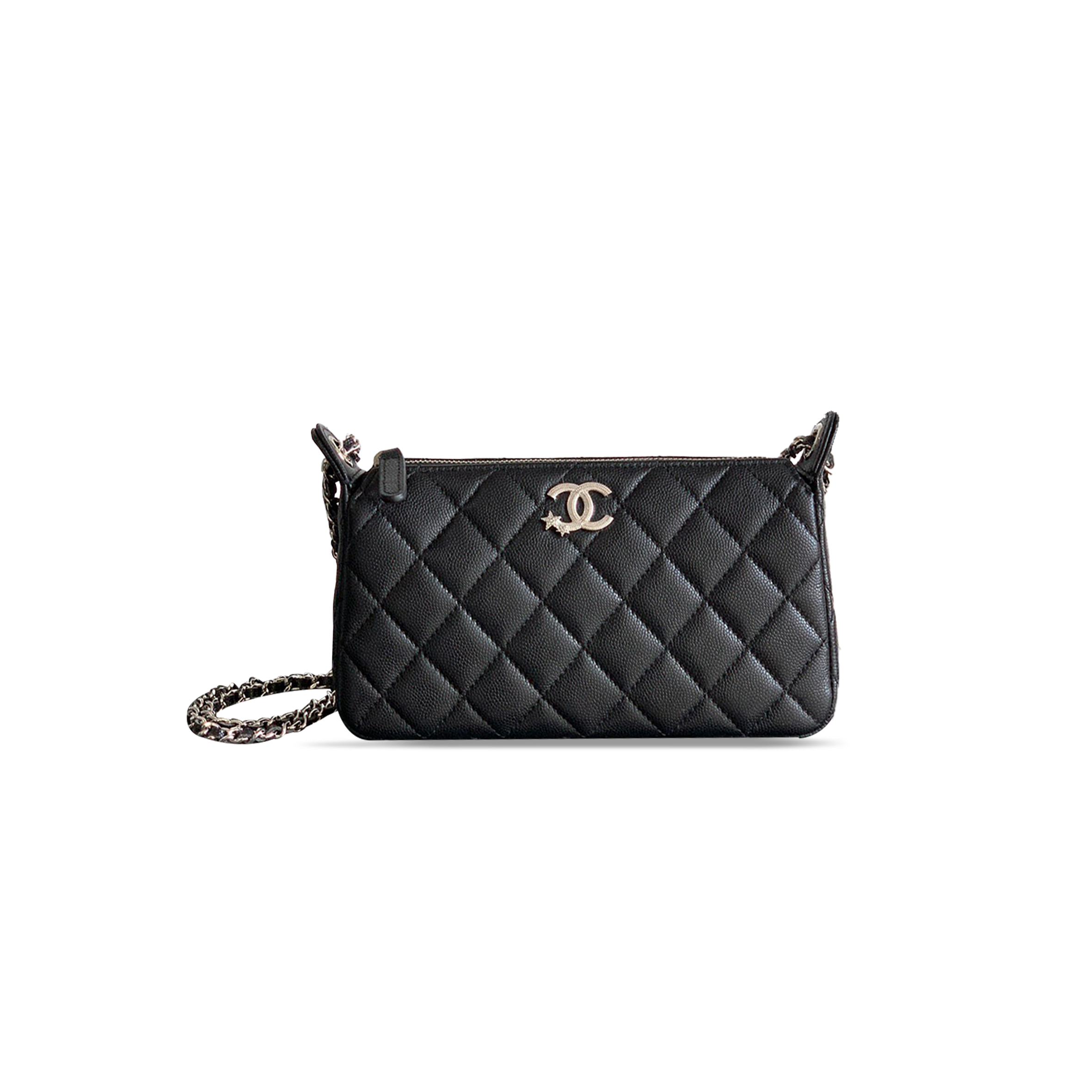 Ch*el caviar 25b clutch with chain bag in black ap4855 (21*12*5.5cm)
